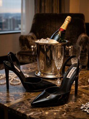 Steve Madden Aced Black Patent Leather Slingback Stiletto Pumps 7M